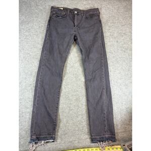 Levis 510 Red Tab Jeans Men 34x34 Black Wash Slim Straight Frayed Hem Streetwear